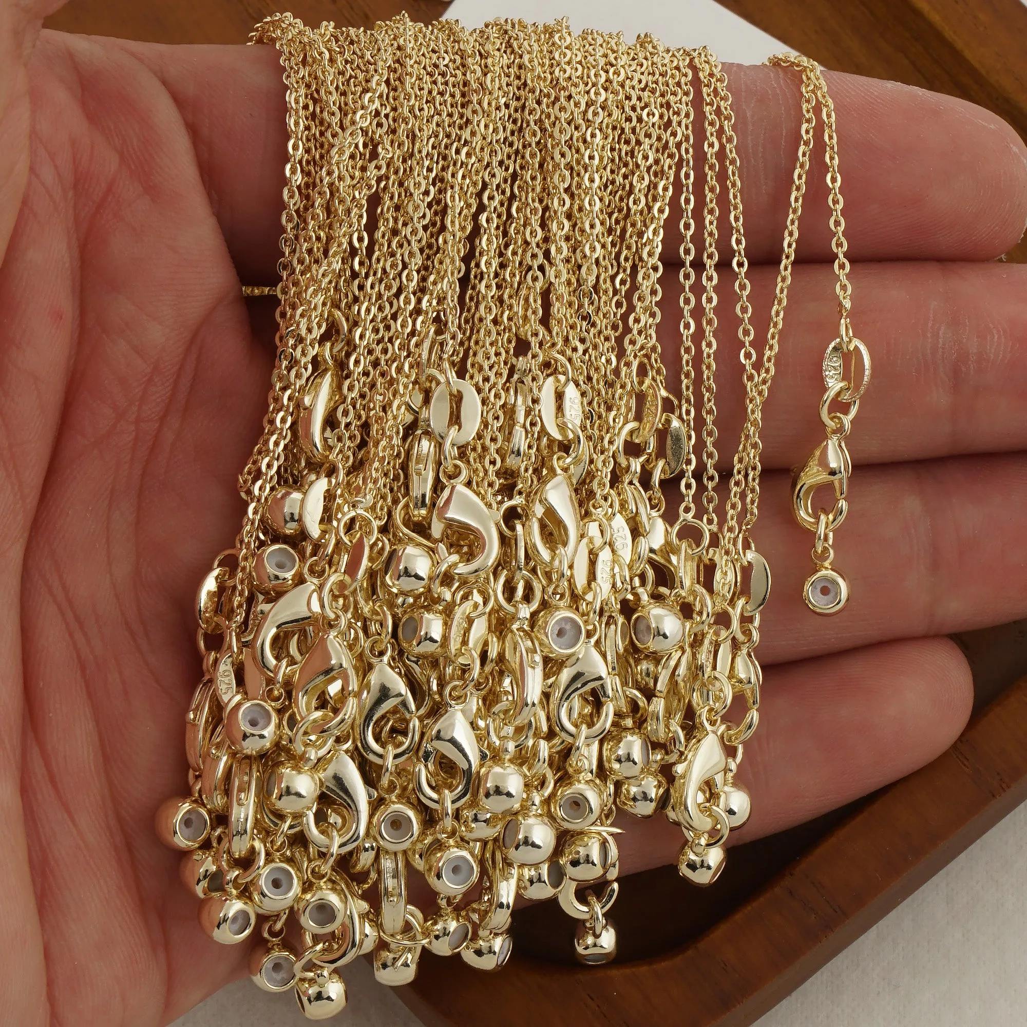 18" 14k Gold filled Adjustable Necklace Foundation for Beads & Charms,cable chain Jewelry Making 5pcs 10405050