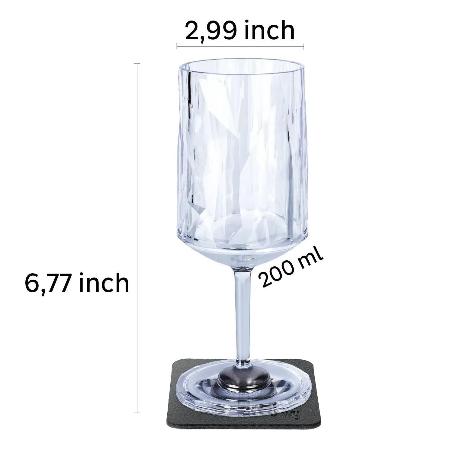 2 x Magnetic Plastic Glass Wine 200ml By Silwy