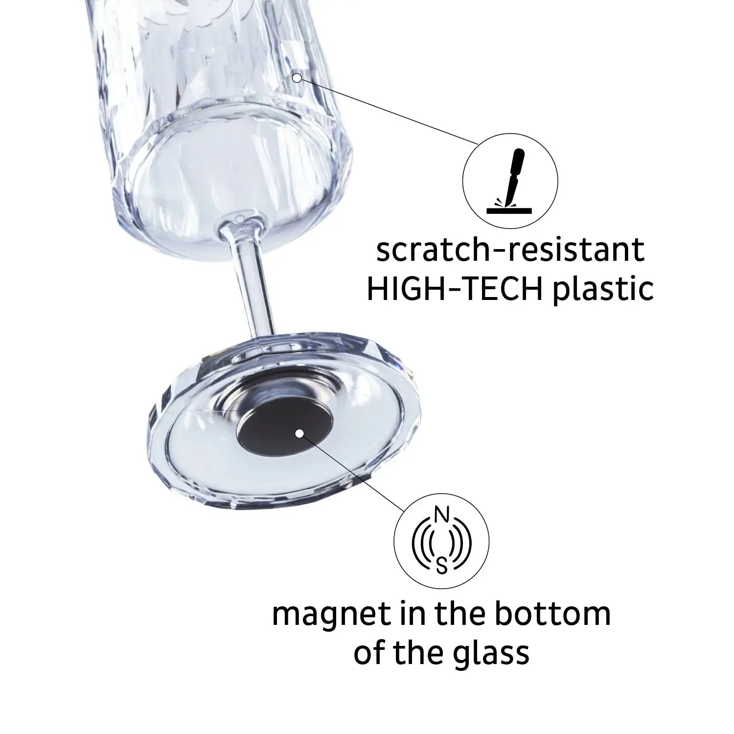 2 x Magnetic Plastic Glass Wine 200ml By Silwy