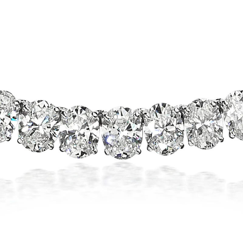 23.19ct tw All GIA Certified 33 Oval Cut Riviera Tennis Bracelet Crafted Luxurious Platinum