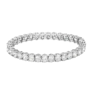23.19ct tw All GIA Certified 33 Oval Cut Riviera Tennis Bracelet Crafted Luxurious Platinum
