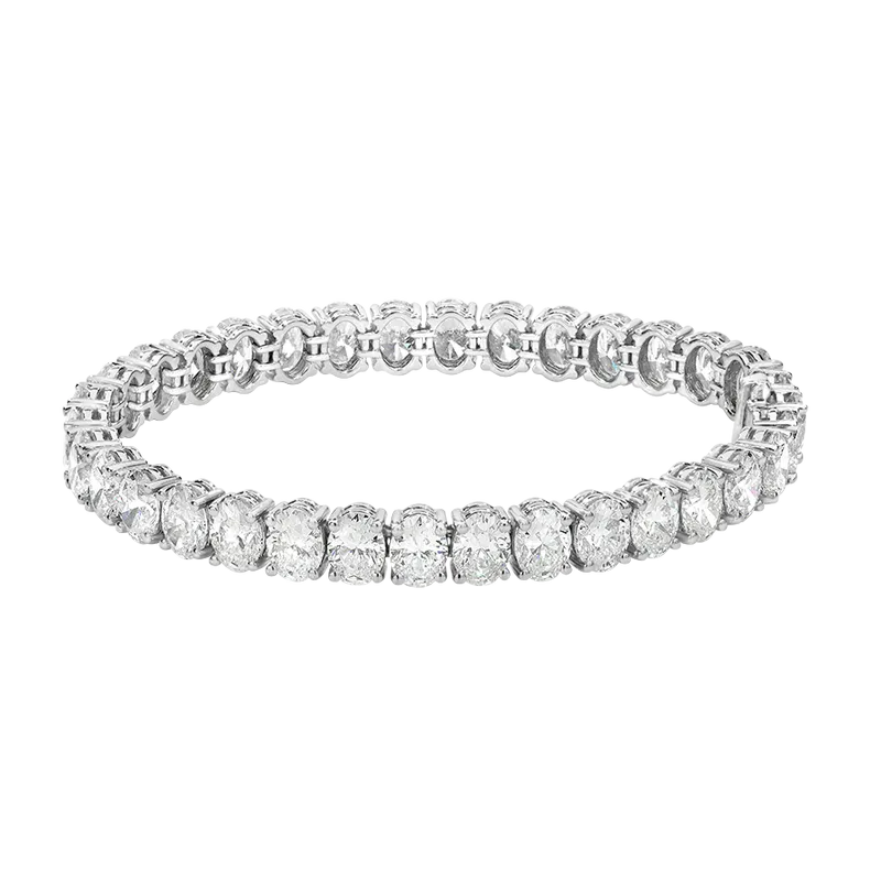 23.19ct tw All GIA Certified 33 Oval Cut Riviera Tennis Bracelet Crafted Luxurious Platinum