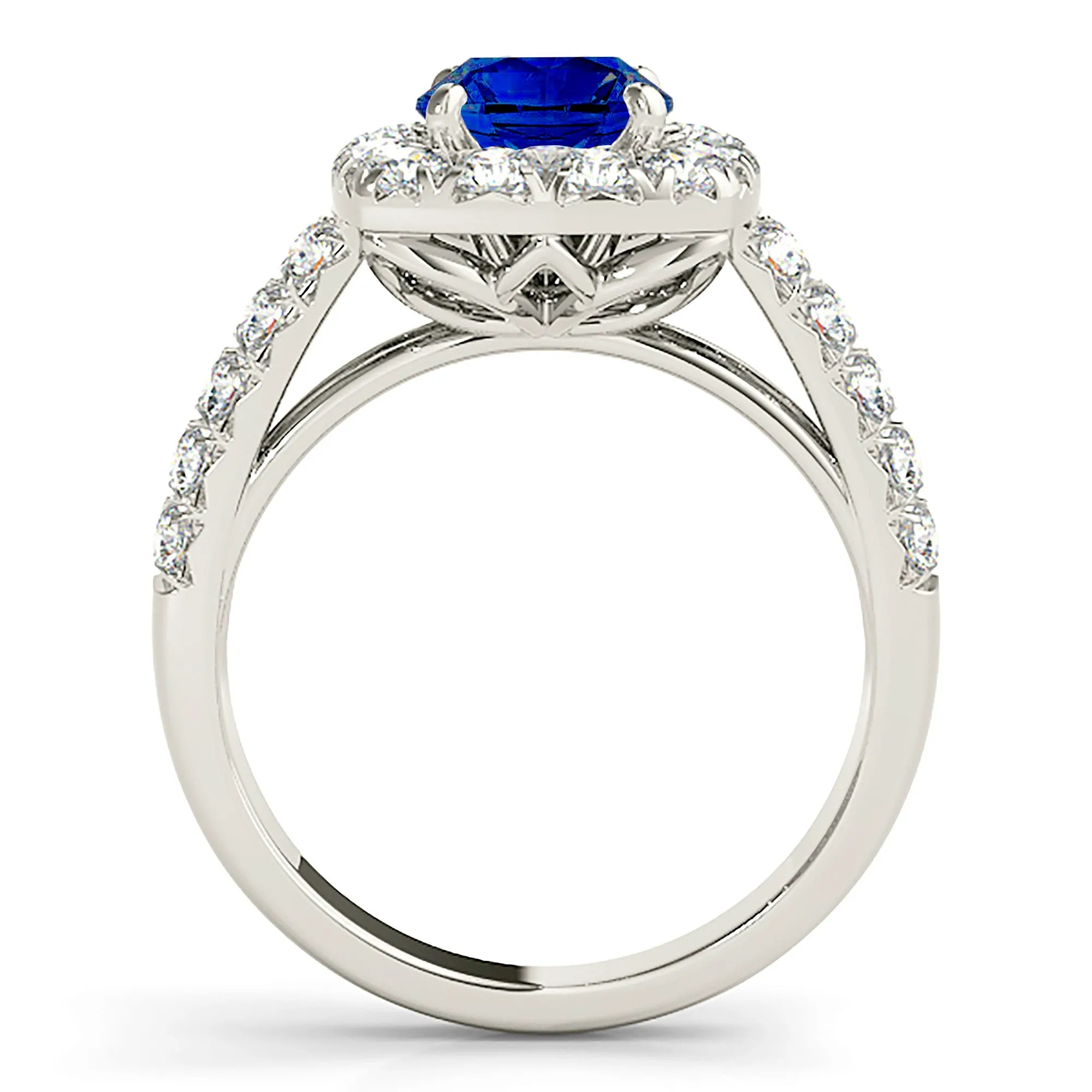 2.40 ct. Genuine Blue Sapphire Halo Ring