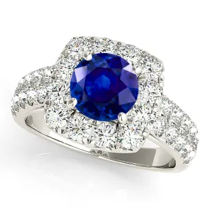 2.40 ct. Genuine Blue Sapphire Halo Ring