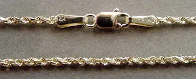2.5MM SOLID 14K YELLOW GOLD DIAMOND CUT ROPE CHAIN NECKLACE 22" 24" 30"