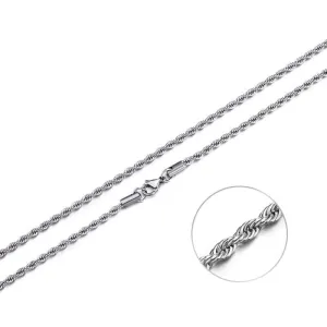 4-5mm Rope Chain Sterling Silver Men's Spiral Necklace Casual Jewelry