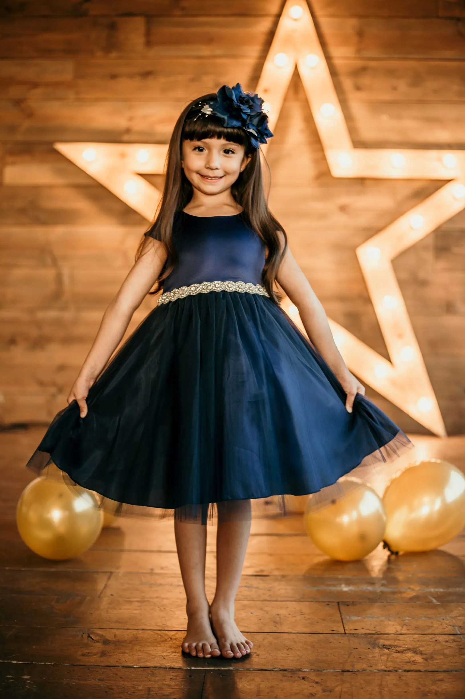 452-A Capped Sleeve Satin & Tulle Girls Dress with Plus Sizes