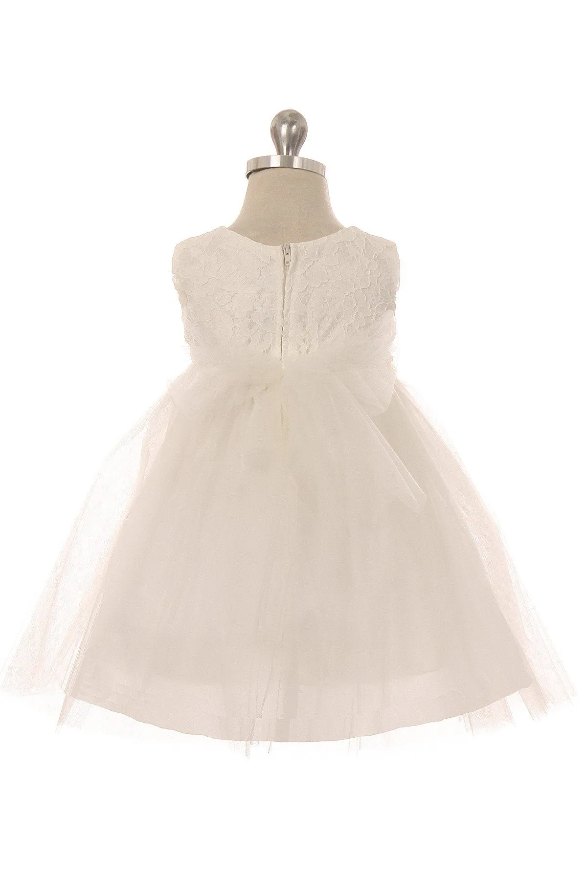 456B-A Lace Baby Dress w/ Rhinestone Trim