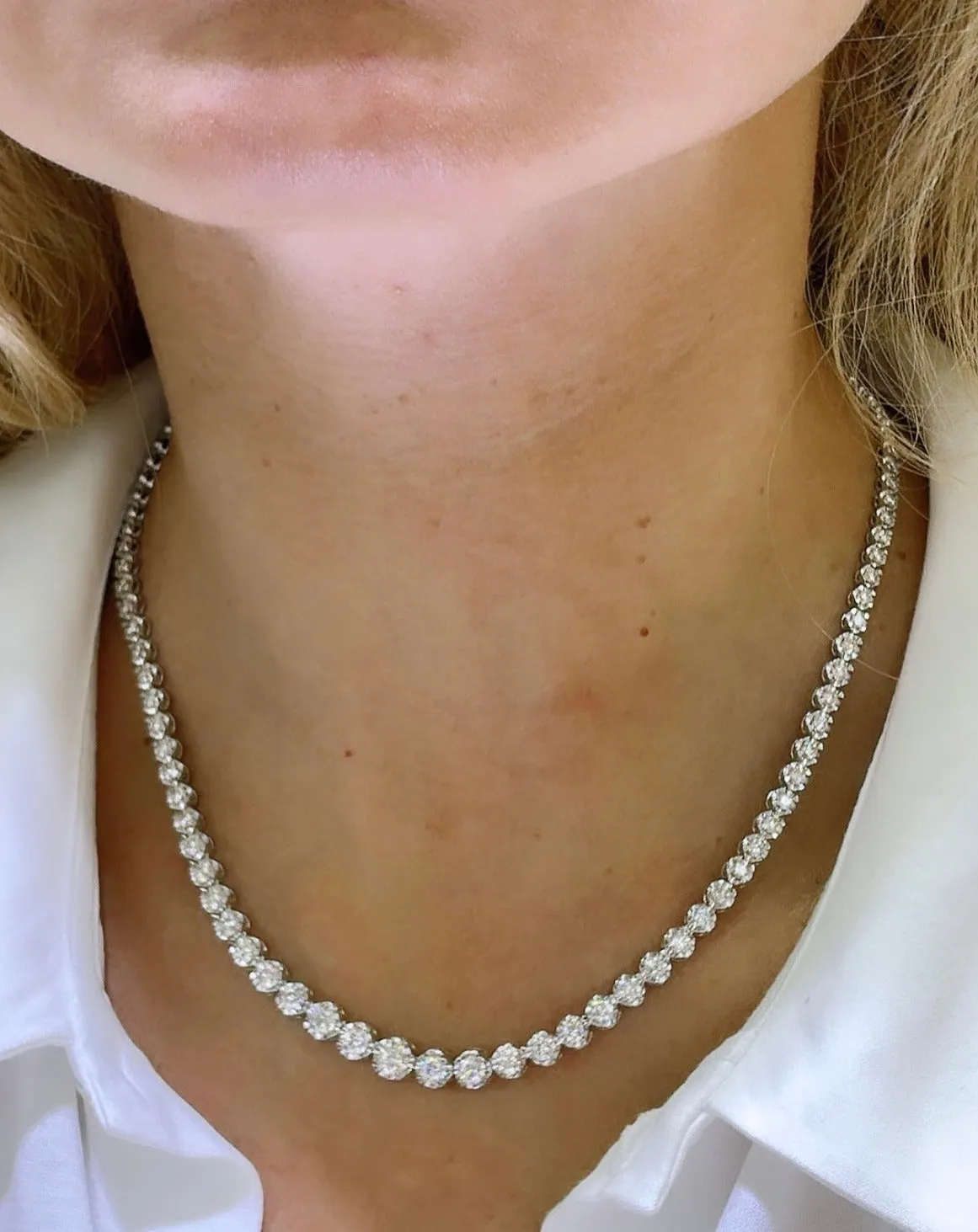 7.07ct tw Miracle Set Diamond Riviera Line Tennis Statement Necklace