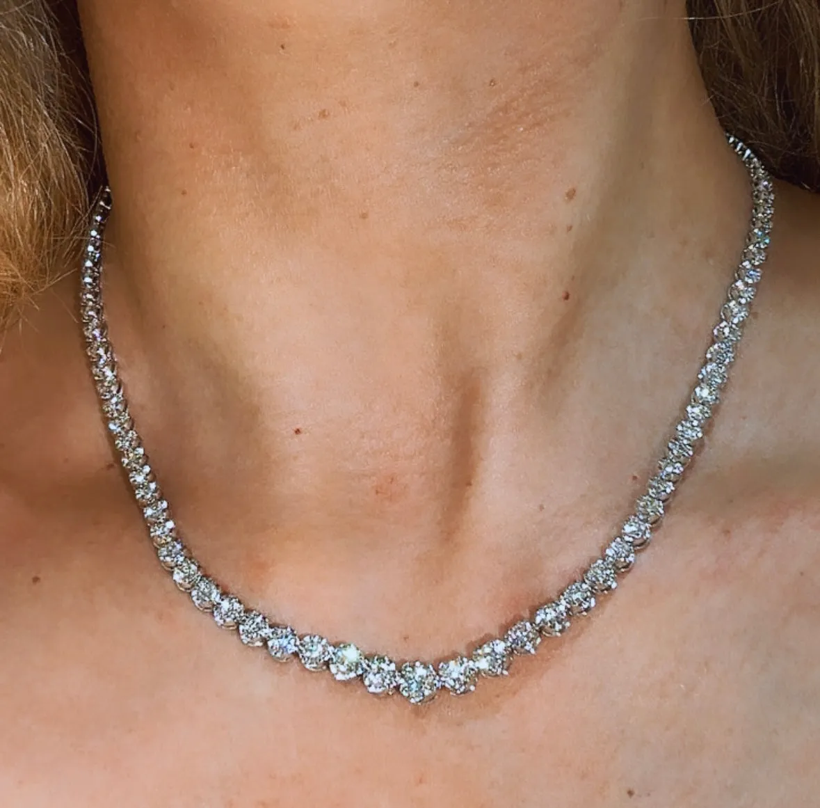 7.07ct tw Miracle Set Diamond Riviera Line Tennis Statement Necklace