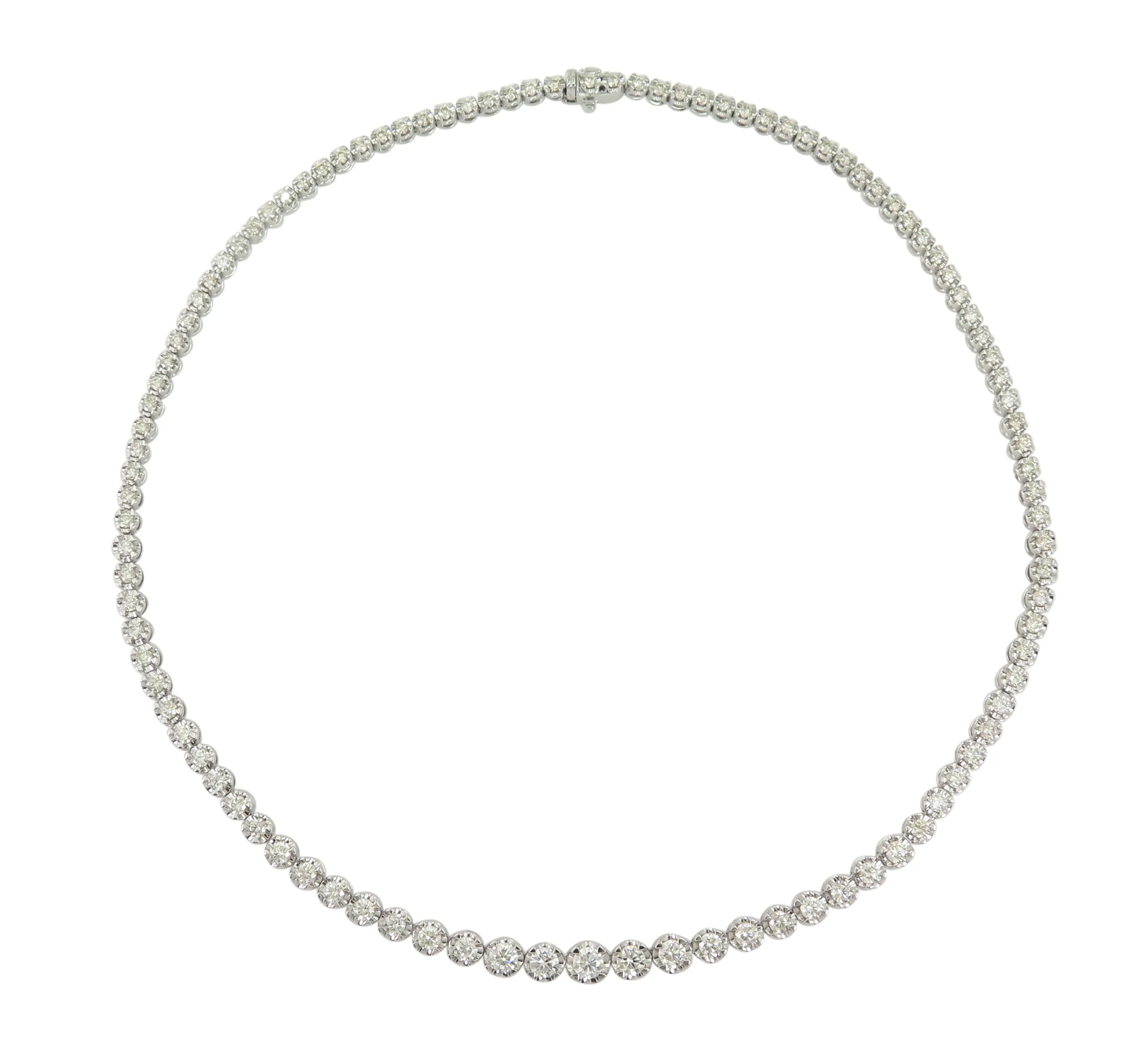 7.07ct tw Miracle Set Diamond Riviera Line Tennis Statement Necklace