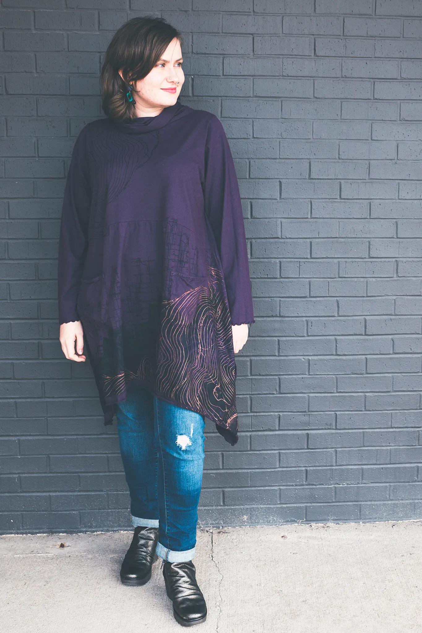 7229 Cowl Dress with Pockets-Moonrise-Geographic Selfhood P
