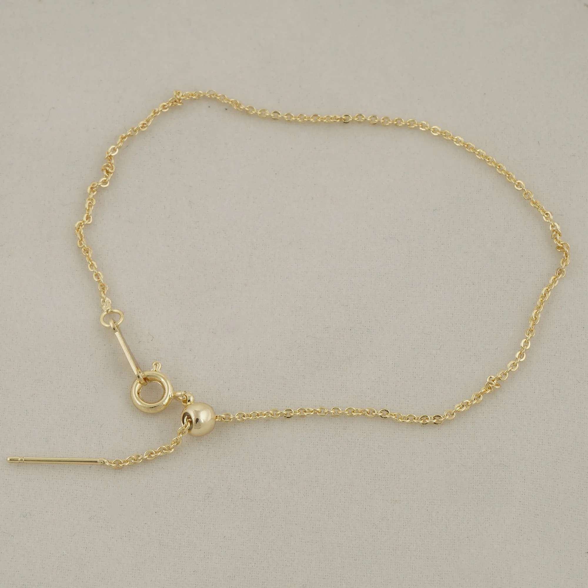 8" 14k Gold filled Adjustable Bracelet Chain With Rubber Stopper, Gold Chain Bracele, cable chain Jewelry Making 5pcs 10405150