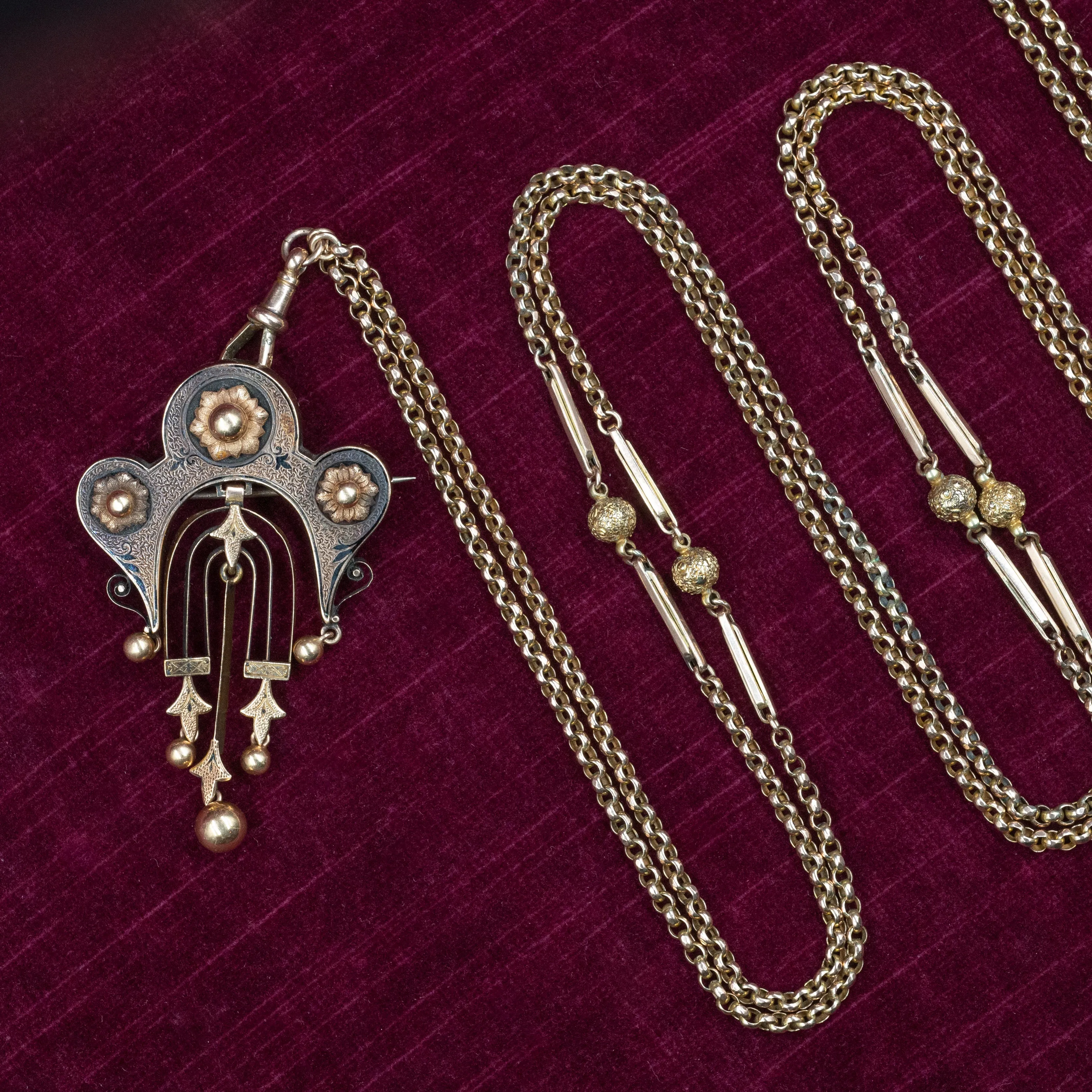 9 Karat Extra Long Guard Chain c1900