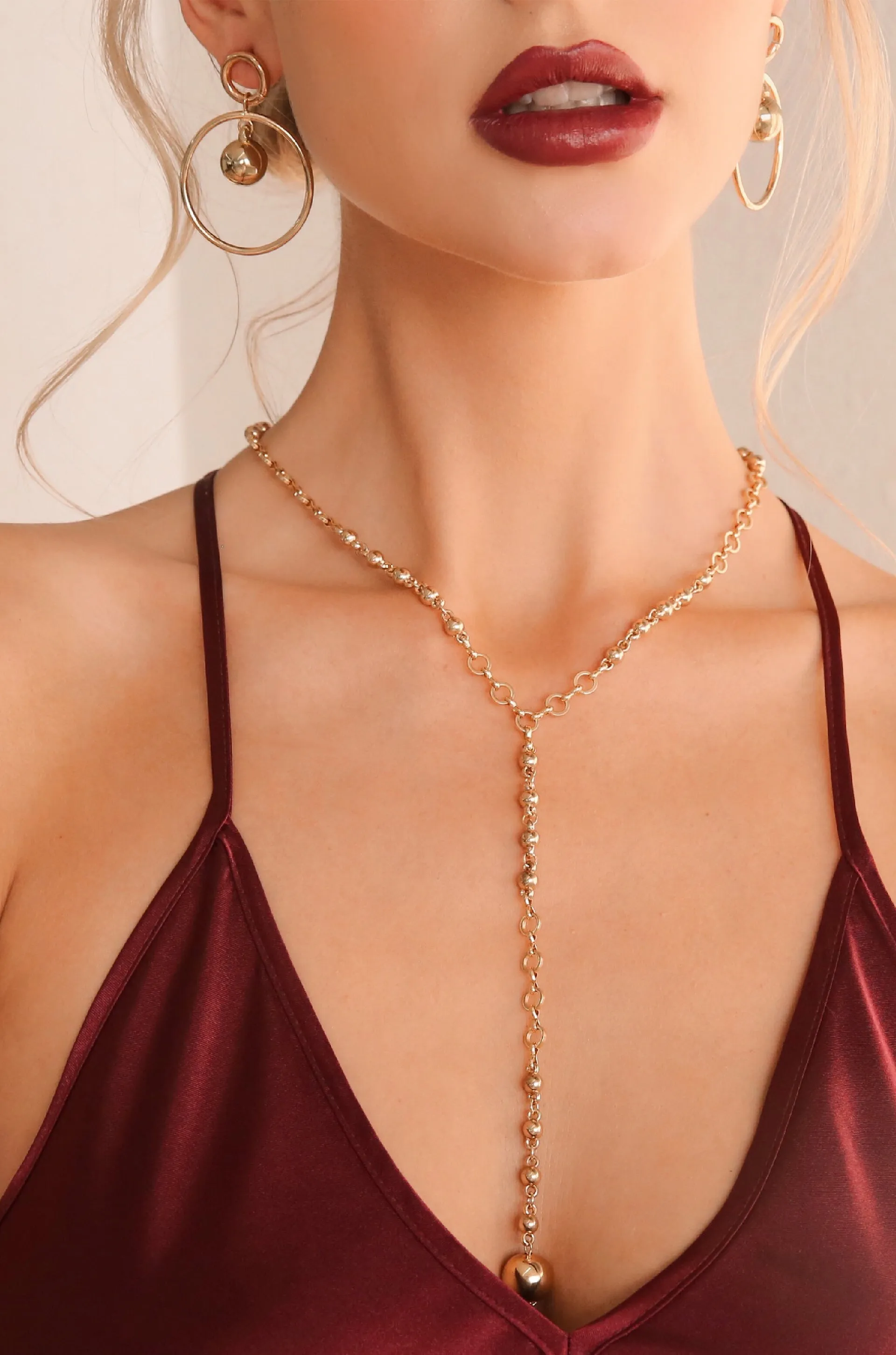Always Guided 18k Gold Plated Chain Link Lariat Necklace