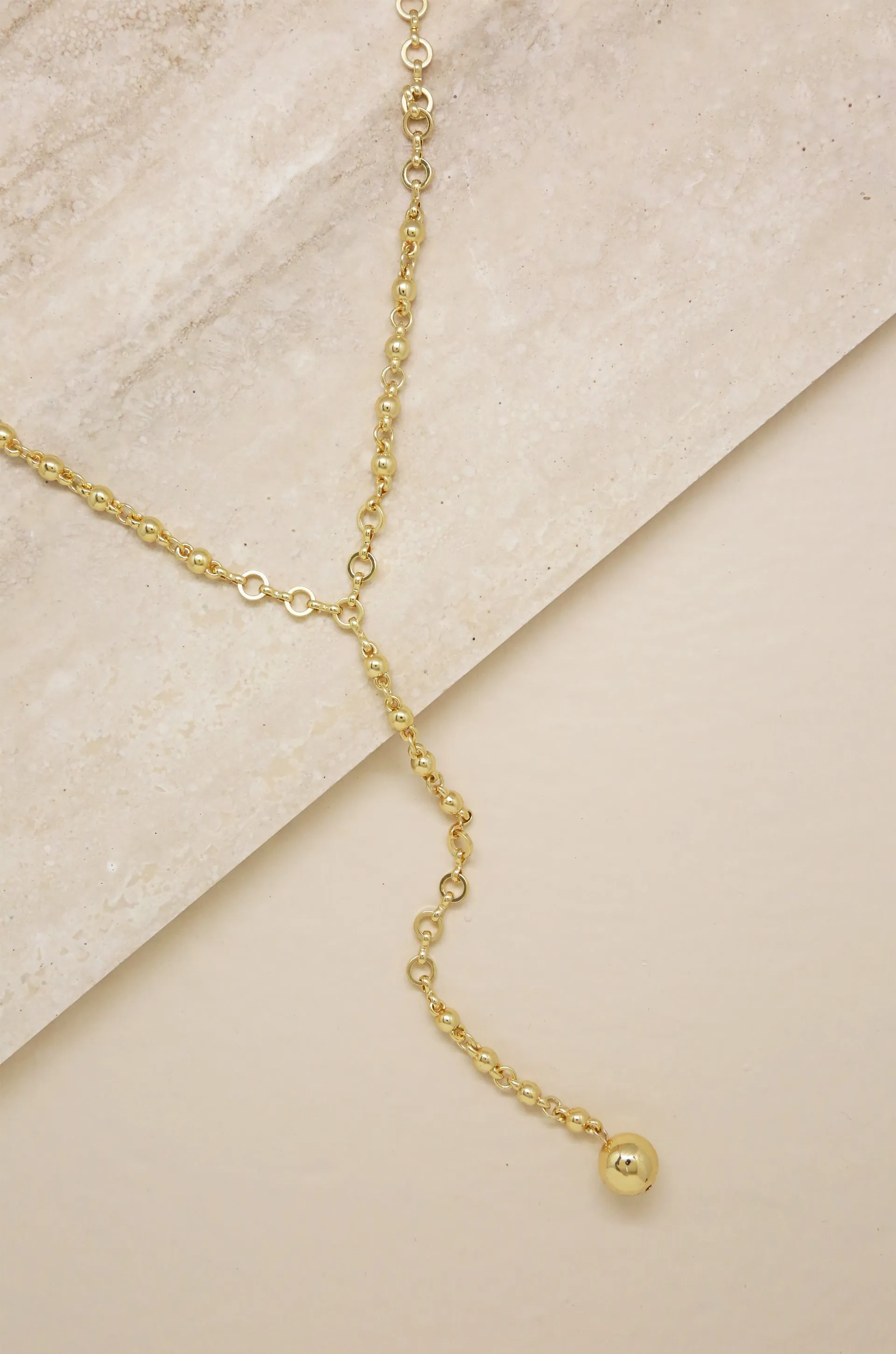 Always Guided 18k Gold Plated Chain Link Lariat Necklace