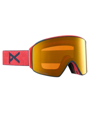 Anon M4 Cylindrical Snow Goggles   Bonus Lens   Mfi® Face Mask - Coral/Perceive Sunny Bronze Lens