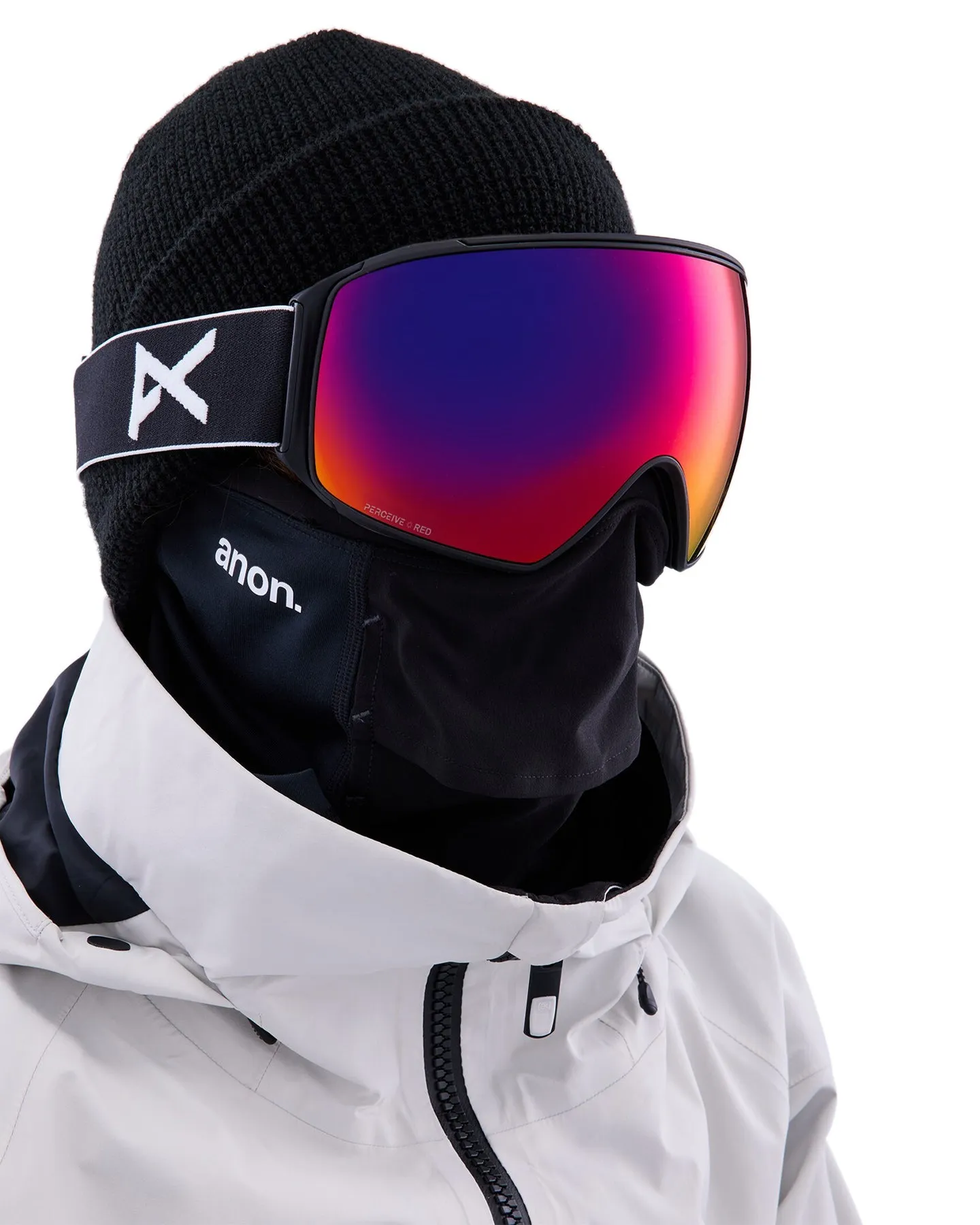 Anon M4 Toric Low Bridge Snow Goggles   Bonus Lens   Mfi® Face Mask - Black/Perceive Sunny Red Lens