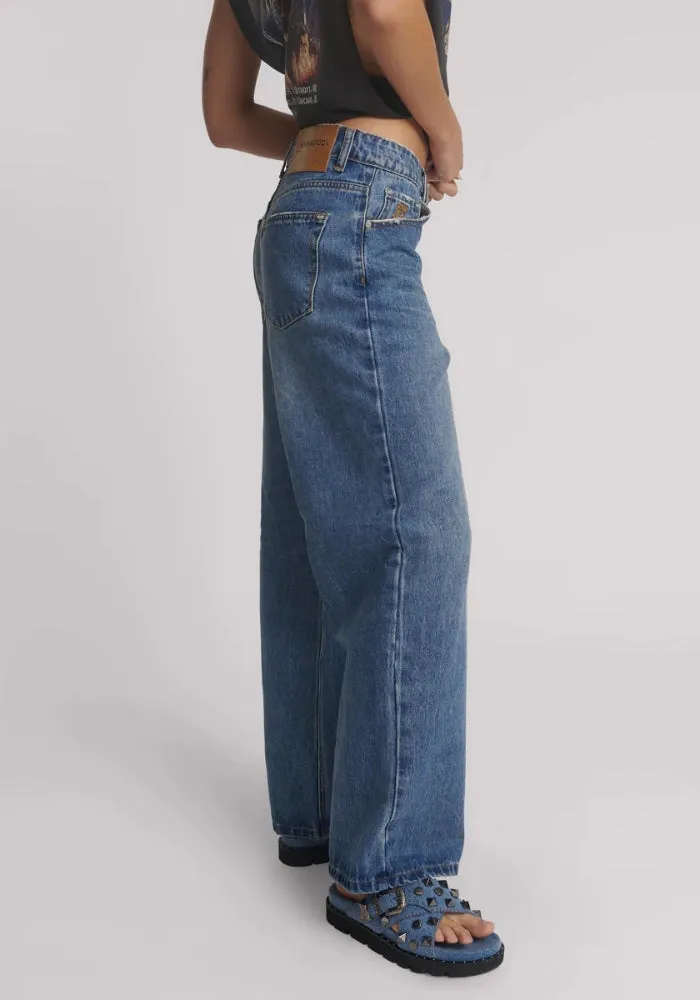 Baxters Mid Waist Wide Leg Denim Jeans - Blue Love