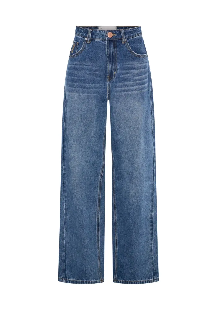 Baxters Mid Waist Wide Leg Denim Jeans - Blue Love