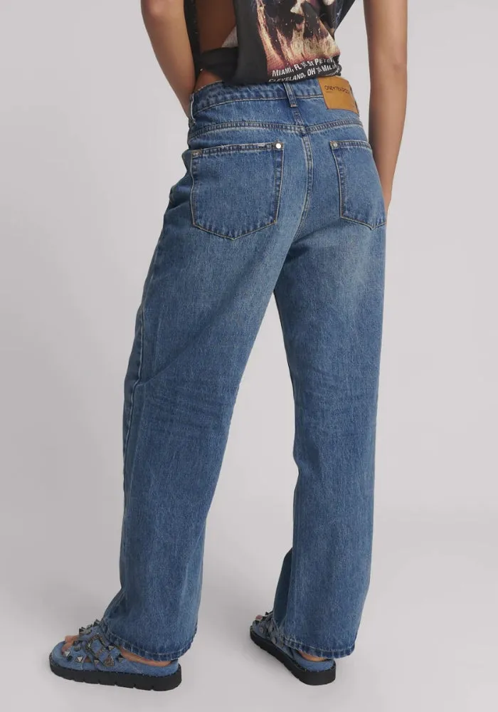 Baxters Mid Waist Wide Leg Denim Jeans - Blue Love
