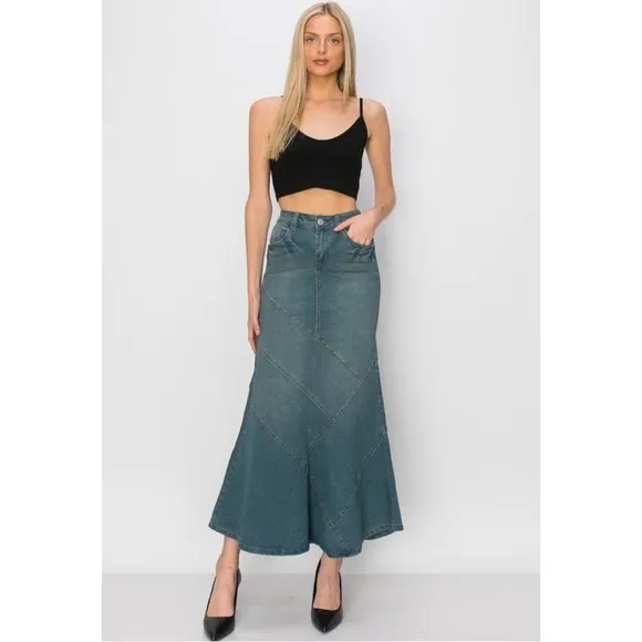Be-Girl Denim Maxi Jean Skirt