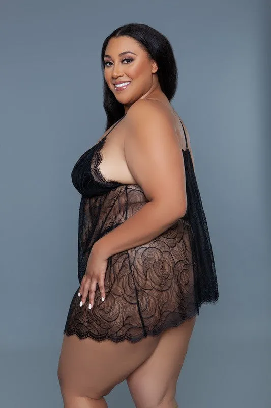 BE WICKED Daisy 2 Piece Lace Babydoll SET