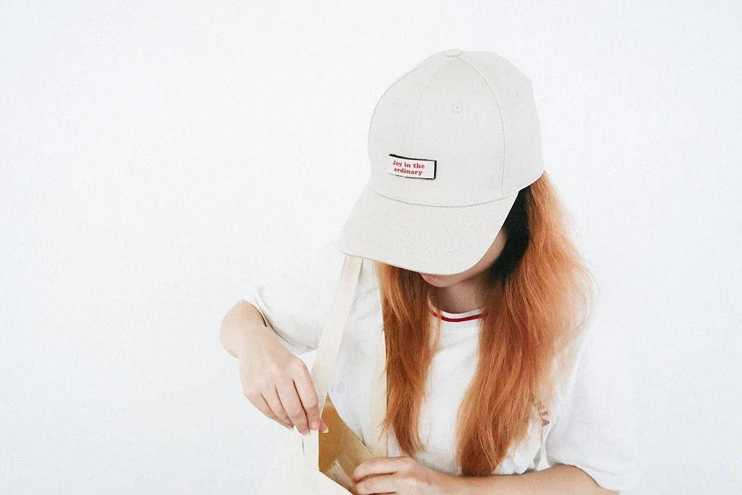 Beige Baseball Cap with Velcro Patch {Cap}