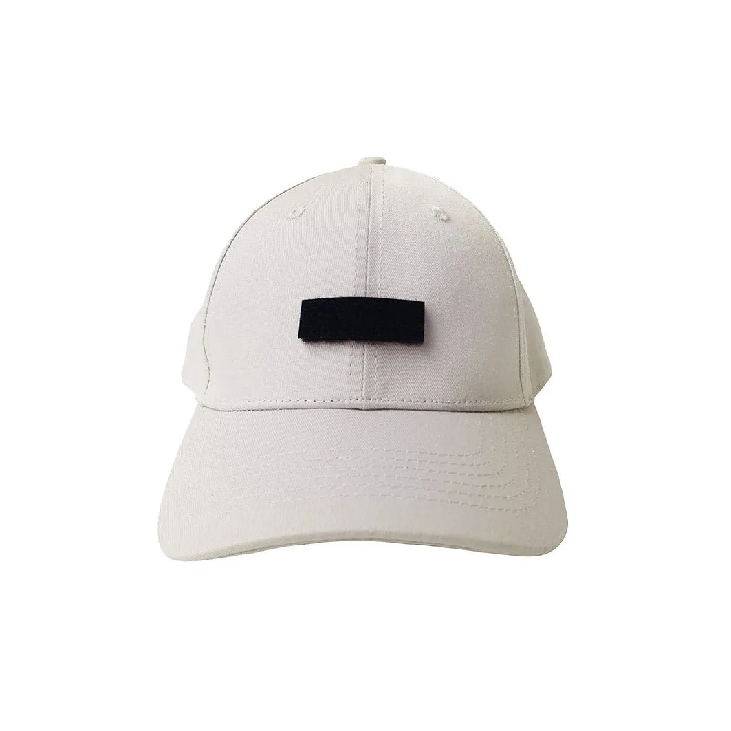 Beige Baseball Cap with Velcro Patch {Cap}