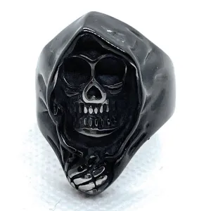 Black 'Grim Reaper' Steel Ring (#045Black)