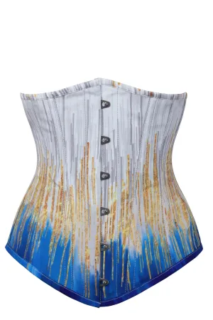 Blue and Gold Longline Underbust Corset