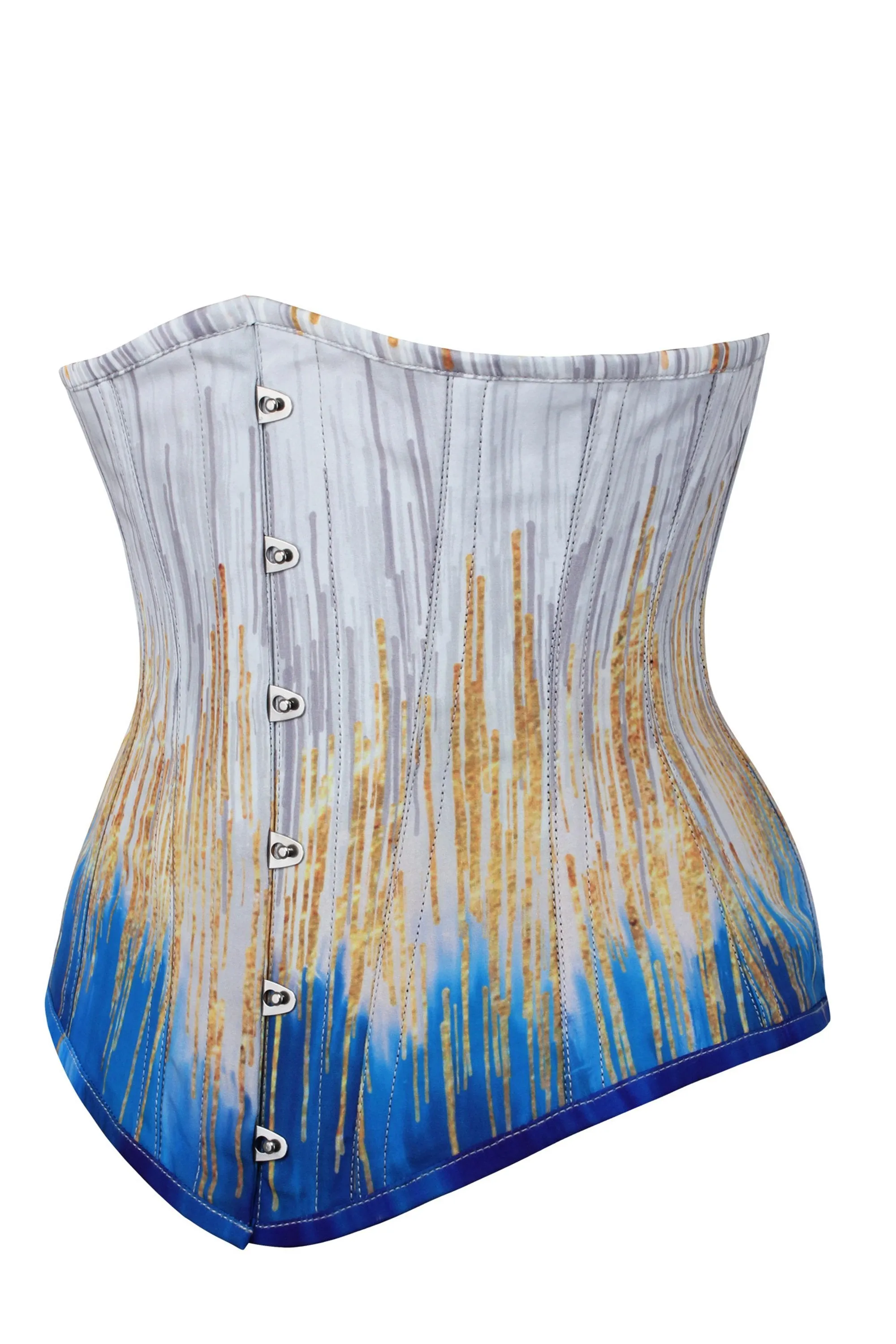 Blue and Gold Longline Underbust Corset