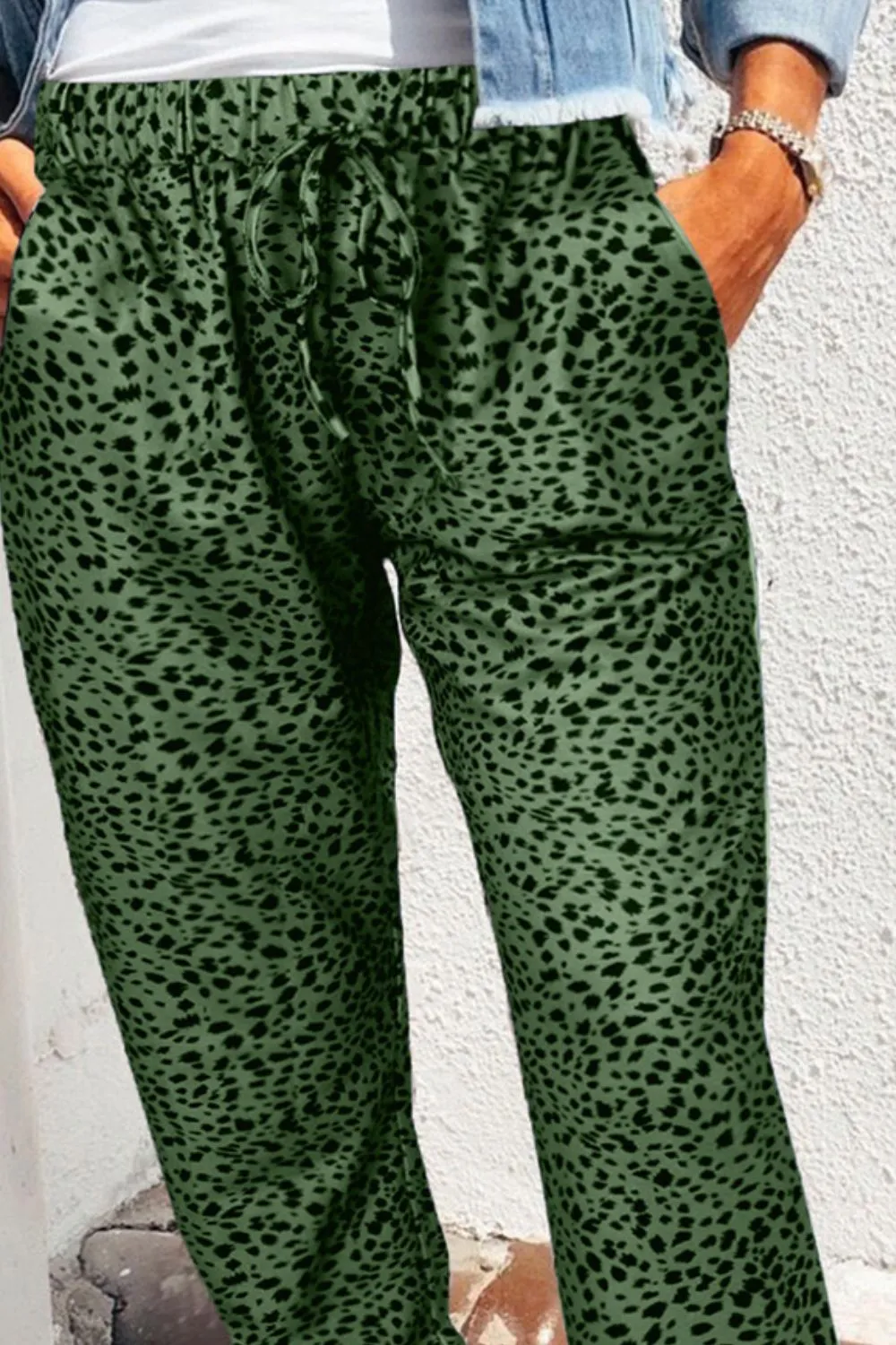 Bodi Double Take Leopard Print Joggers with Pockets