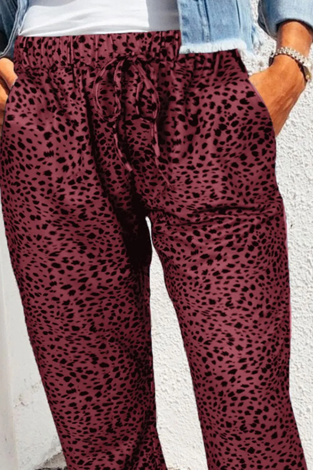 Bodi Double Take Leopard Print Joggers with Pockets