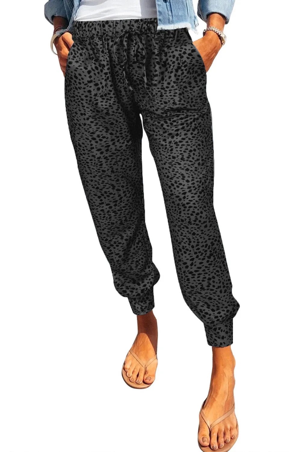Bodi Double Take Leopard Print Joggers with Pockets