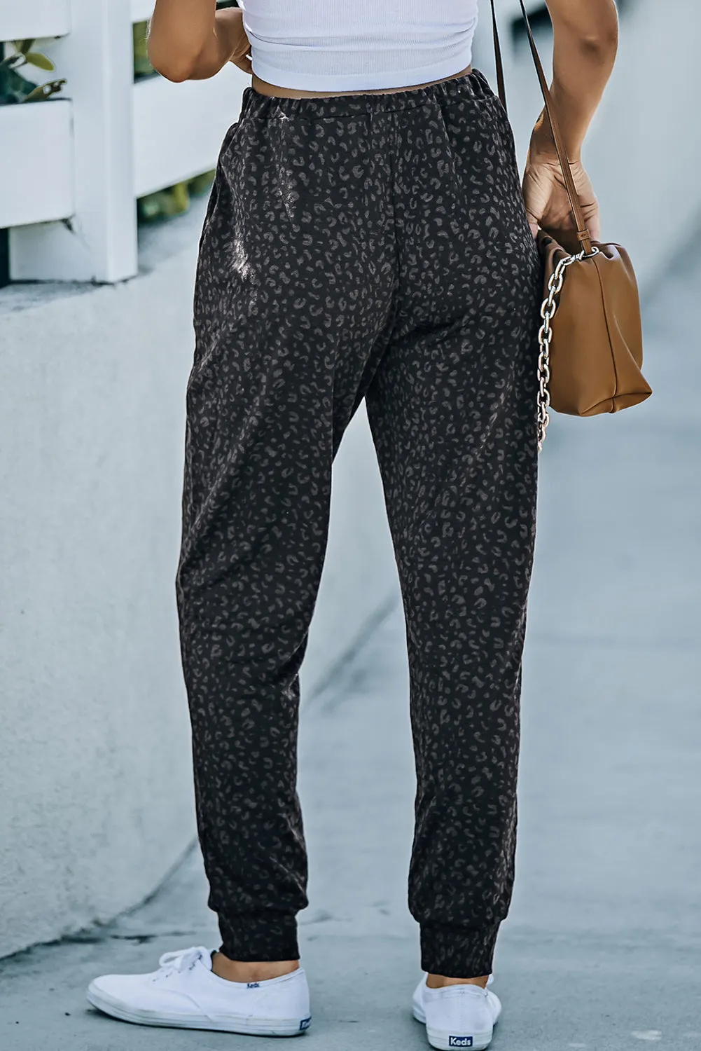 Bodi Double Take Leopard Print Joggers with Pockets