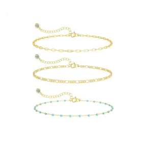 Boho Turquoise Multilayer Chain Anklets
