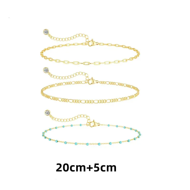 Boho Turquoise Multilayer Chain Anklets