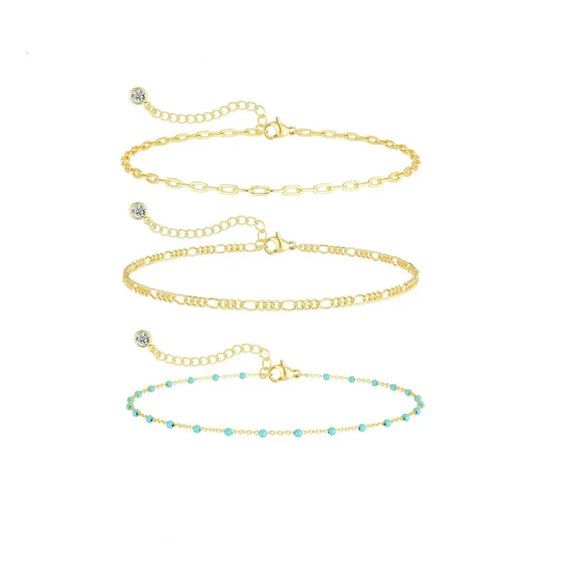 Boho Turquoise Multilayer Chain Anklets