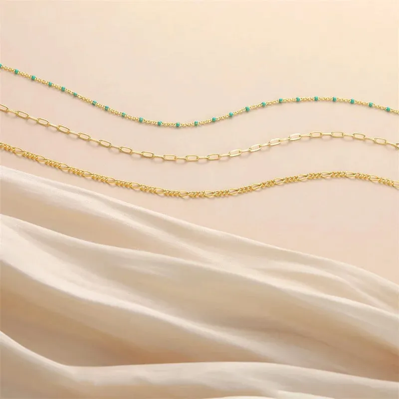 Boho Turquoise Multilayer Chain Anklets