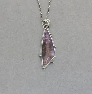 Cacoxenite Geometric Pendant. Sleek Timeless Design.