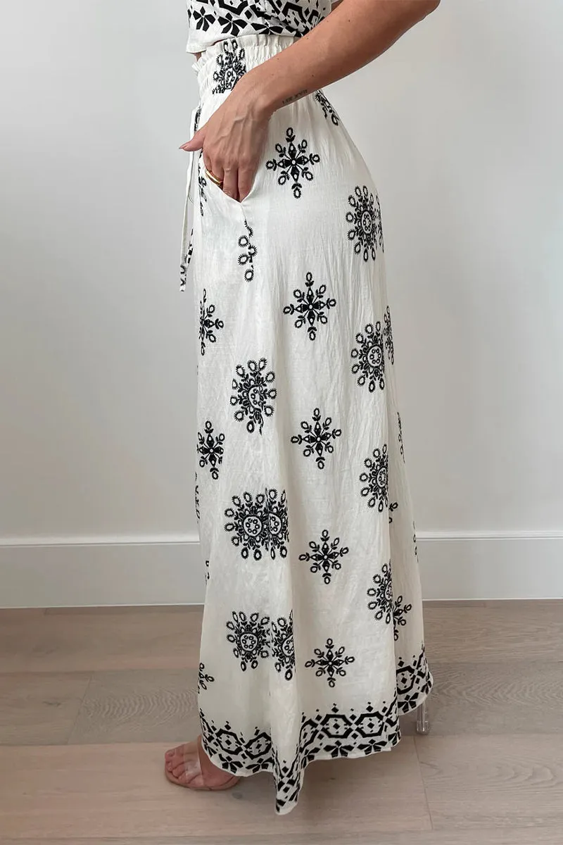 Casual Geometric Print Lace Up O Neck Sleeveless Two Pieces