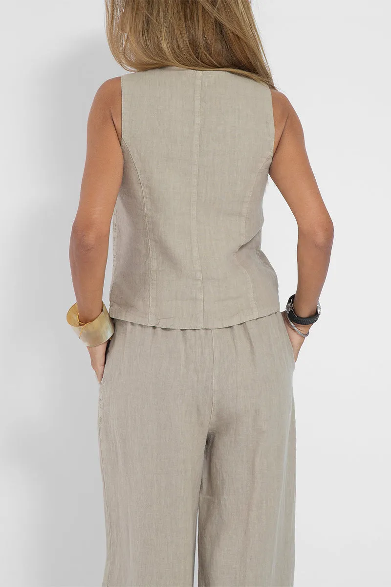 Casual Solid Beading V Neck Sleeveless Two Pieces