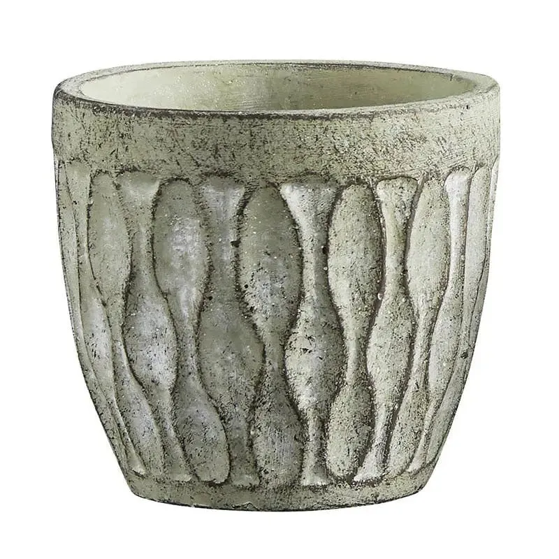 Cement Leaf Round Pot