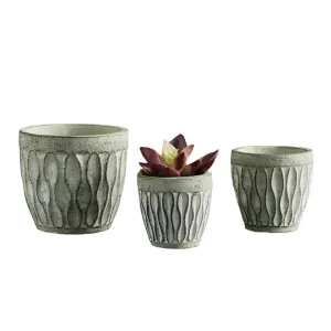 Cement Leaf Round Pot