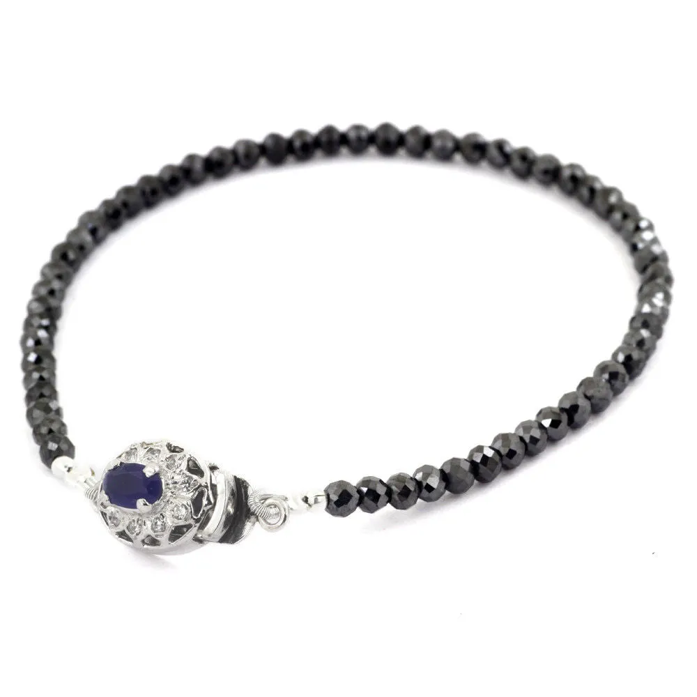 Certified 4 mm Black Diamond Bracelet With Silver Clasp.Earth Mined. AAA Quality