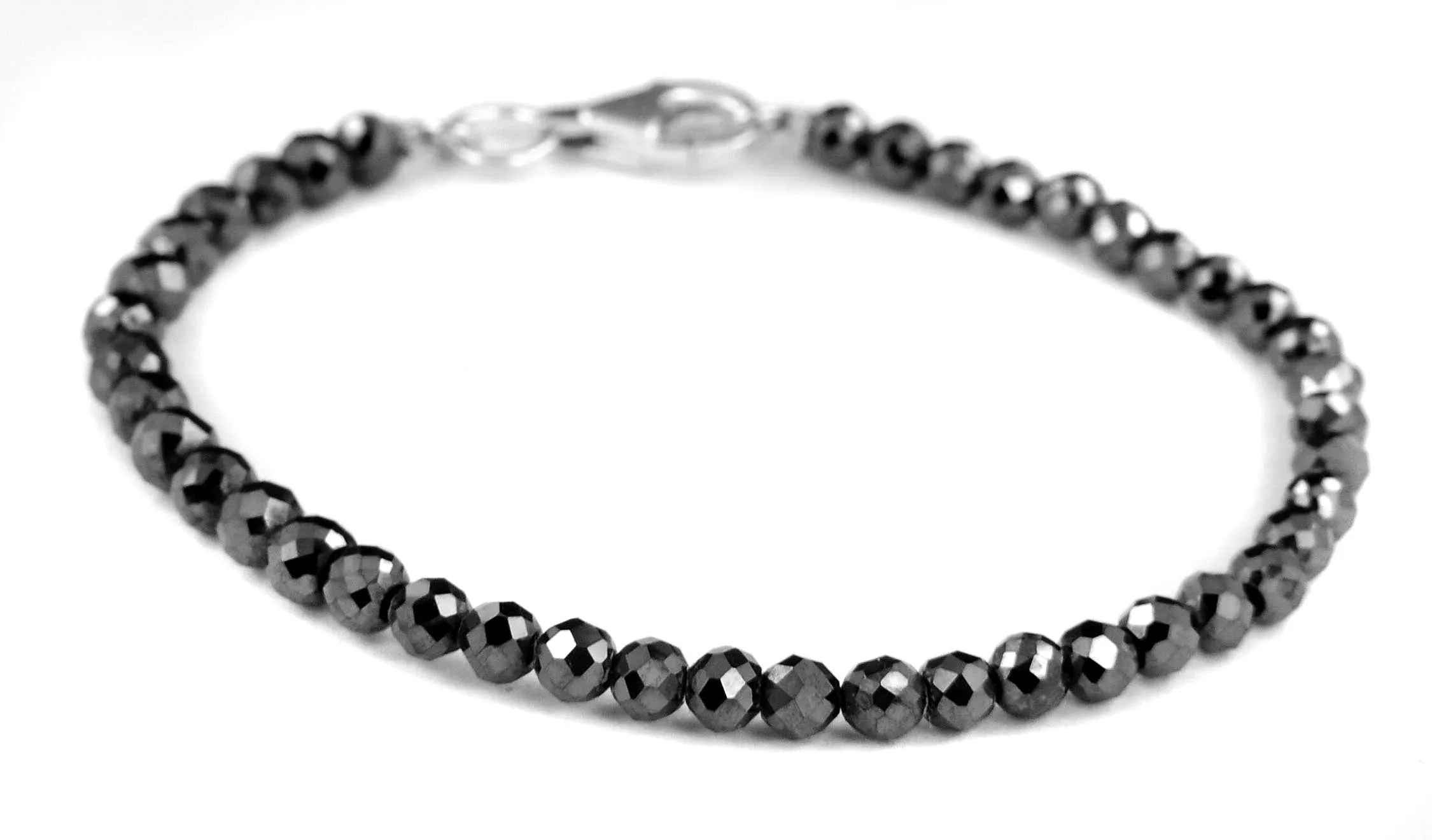 Certified 4 mm Black Diamond Bracelet With Silver Clasp.Earth Mined. AAA Quality