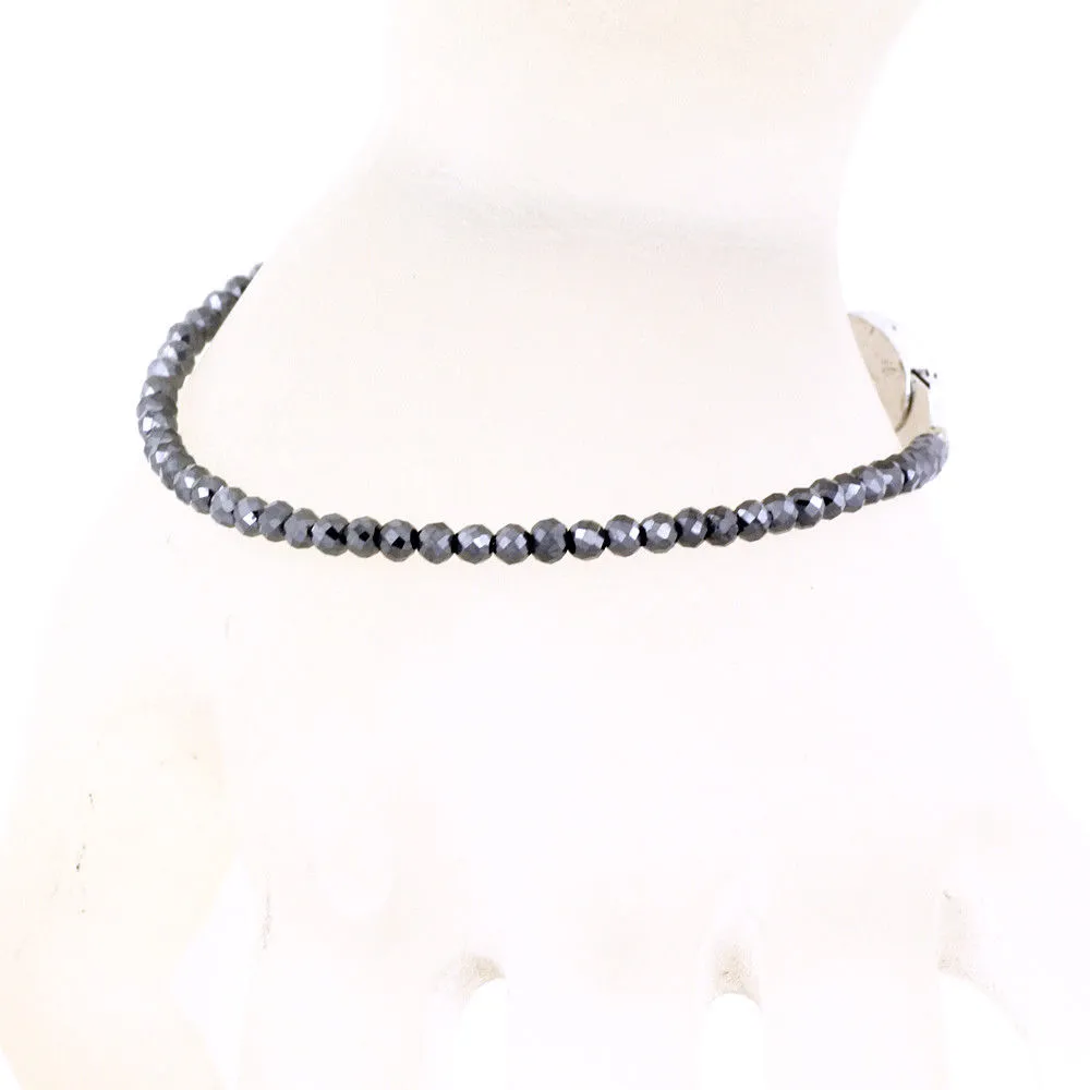 Certified 4 mm Black Diamond Bracelet With Silver Clasp.Earth Mined. AAA Quality