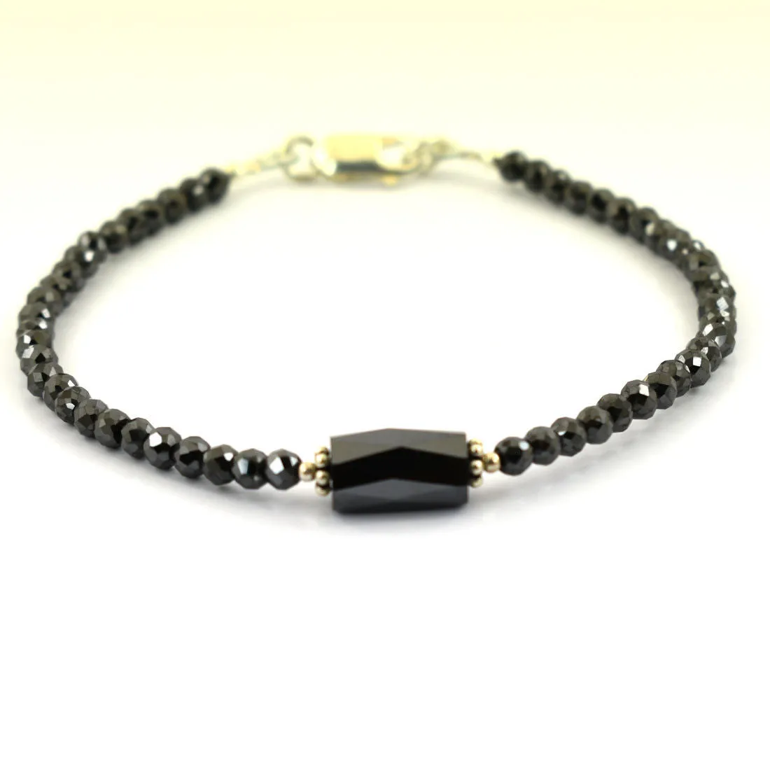 Certified Black Diamonds Bracelet 25 Cts Excellent Cut & Luster. 3 mm faceted.