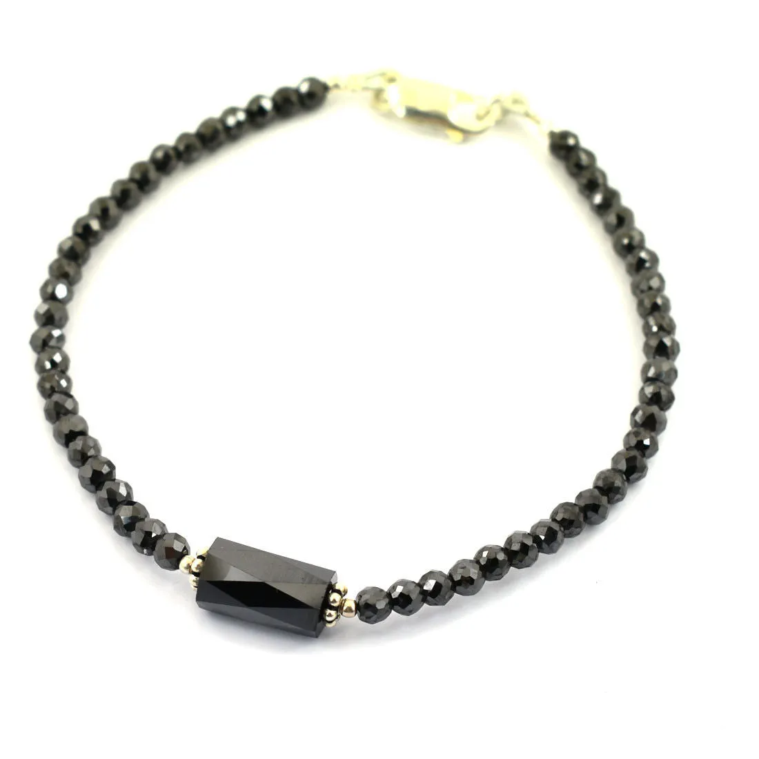 Certified Black Diamonds Bracelet 25 Cts Excellent Cut & Luster. 3 mm faceted.